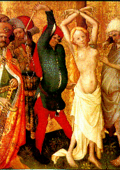 «Geisselung der Heiligen Barbara» Altargemälde von Meister Franke, vor 1424.