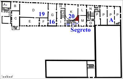 Zweites Hausptstockwerk Grundriss des Palazzo Comiunale ('Dogenpalast') zu Venedig, by a courtesy of Wikipedia